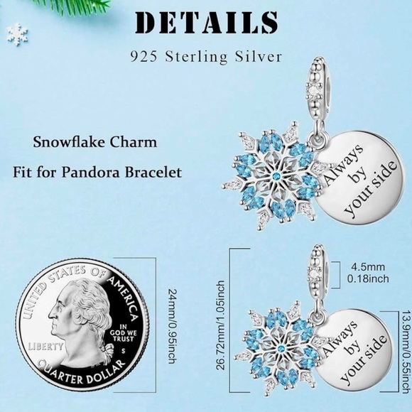 Winter wonderland Christmas style 925 sterling snowflake charm fits pandoras - Picture 3 of 4